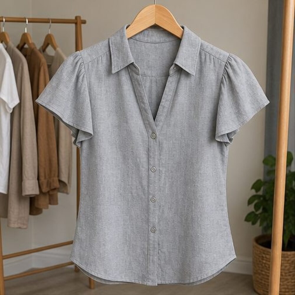Gray Wrap Blouse